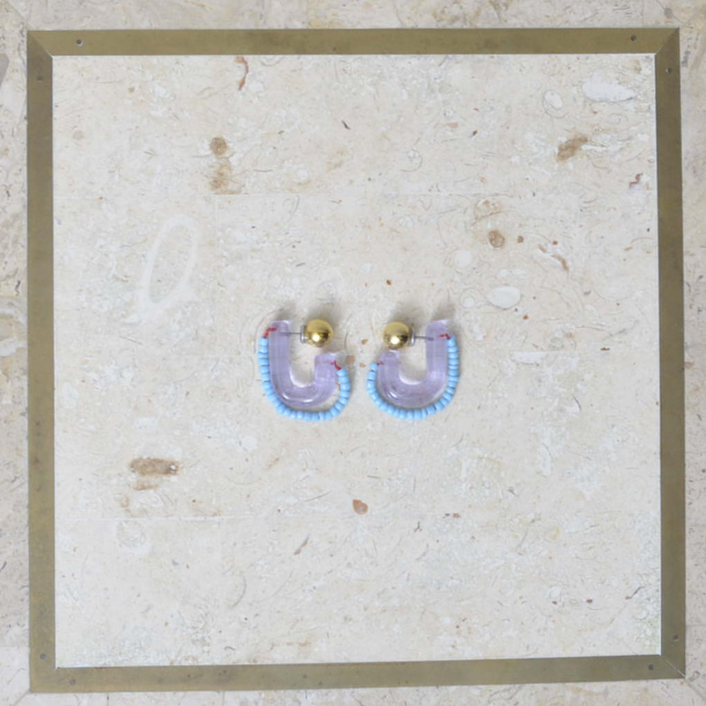 C_YAGA × YEAH RIGHT!!_Glass And Beads Hoop U Pierce