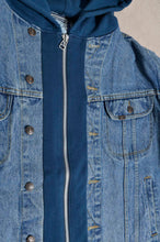 Load image into Gallery viewer, DENIM * BACK PILE HOODIE/BLUE/GREEN
