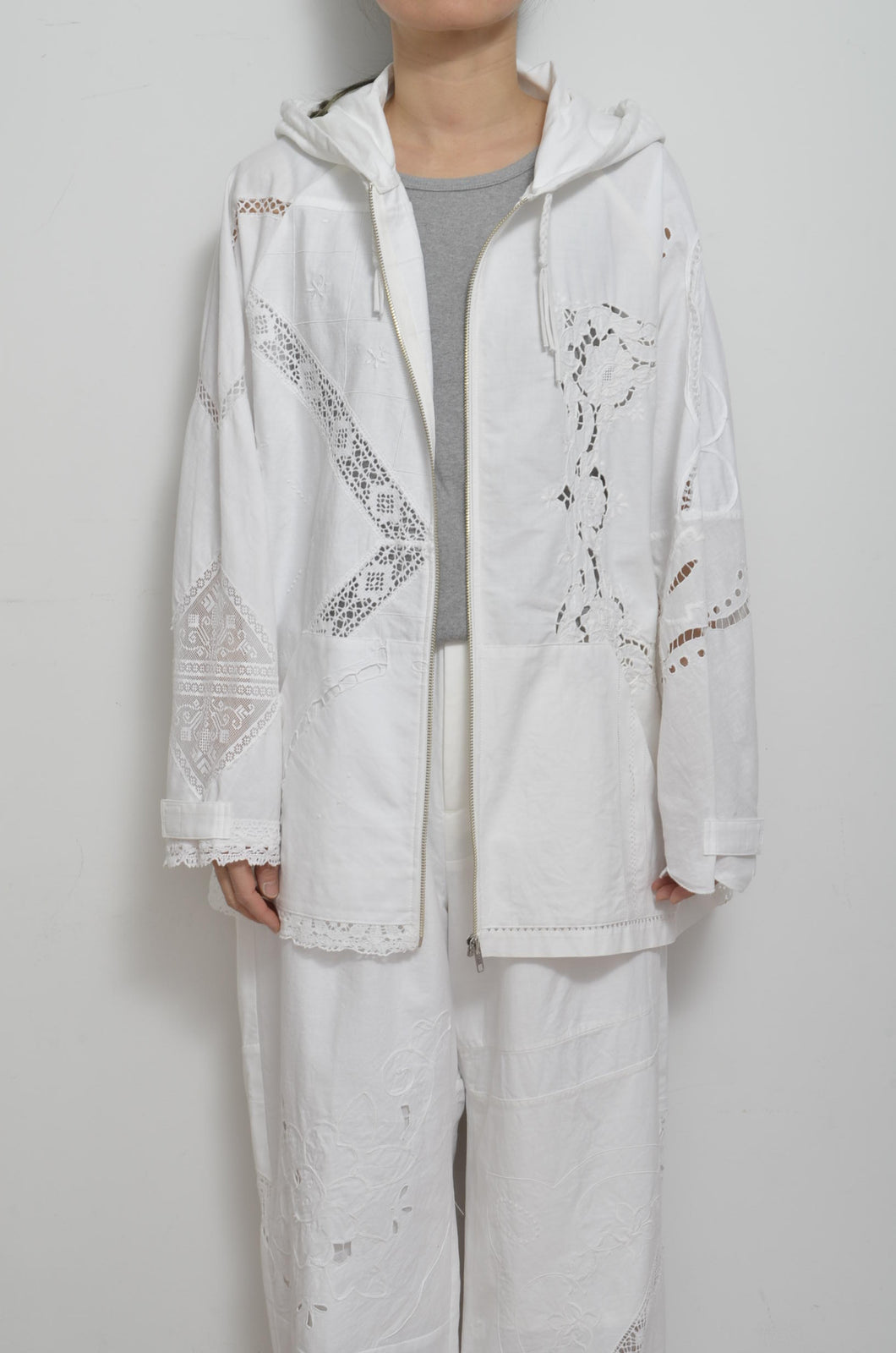 TABLE CLOTH ZIP-UP HOODIE/WHT/02 size_001