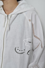 Load image into Gallery viewer, TABLE CLOTH ZIP-UP HOODIE/WHT/02 size_003
