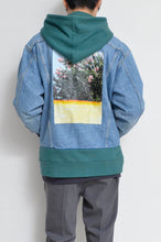 画像をギャラリービューアに読み込む, DENIM * BACK PILE HOODIE/GREEN/YELLOW
